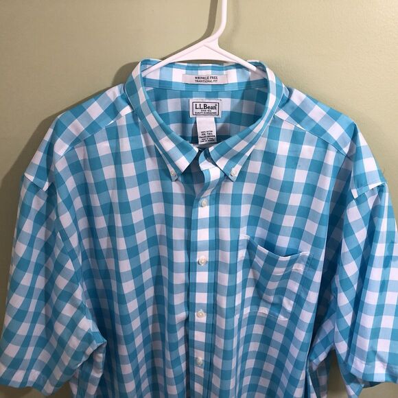L.L. Bean Men's Short Sleeve Button Down Shirt Plaid Traditional Fit XXL - Picture 2 of 6